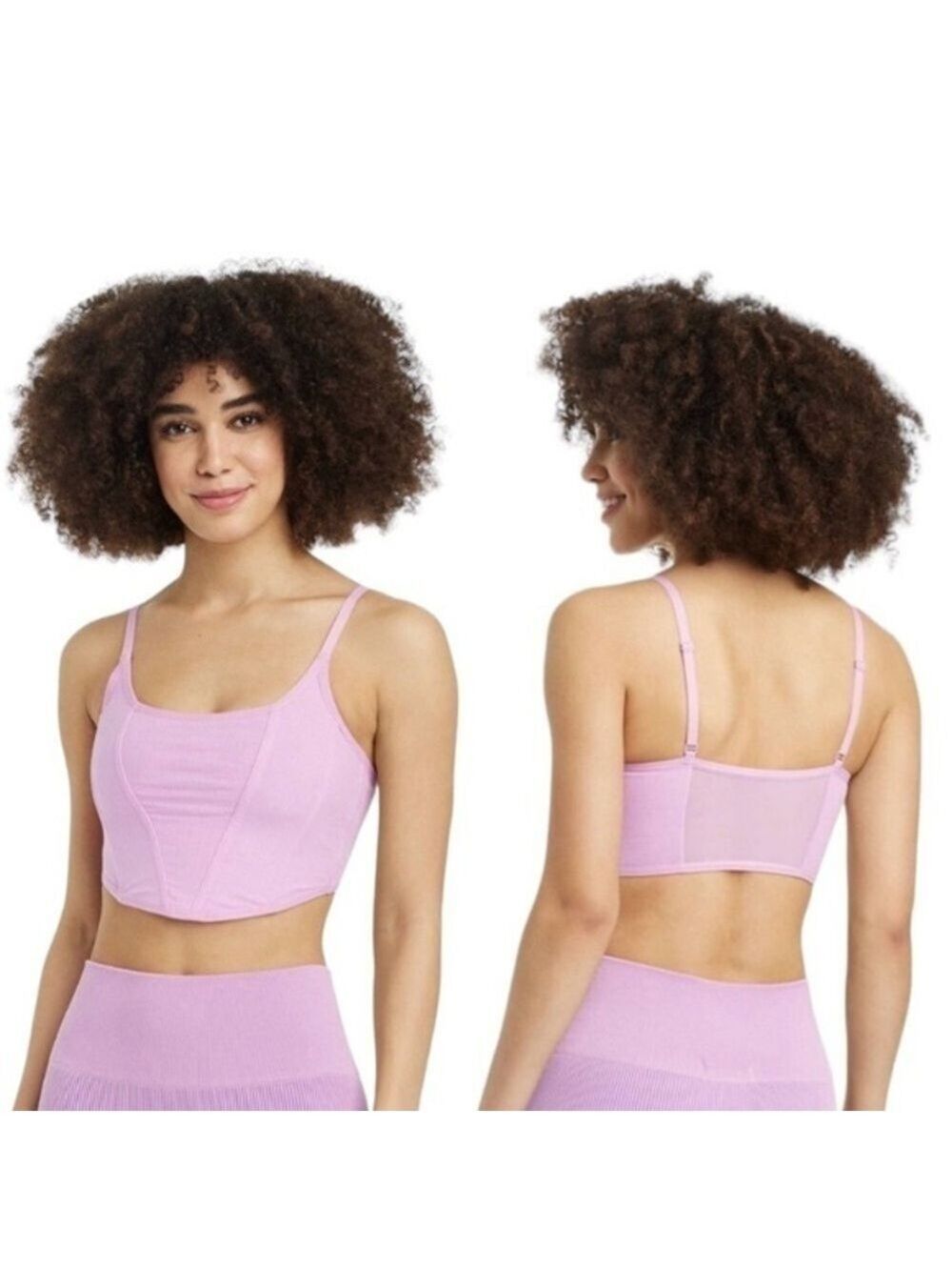 Colsie Pink Corset Ribbed Mesh Top